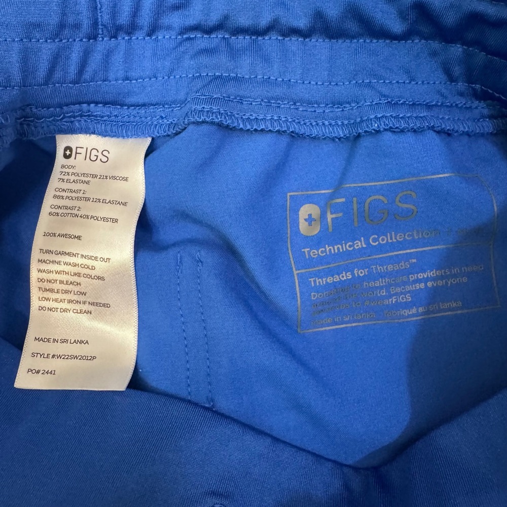 FIGS Zamora Jogger Scrub Pants Royal Blue Yoga Waistband Women's Medium Petite - Picture 4 of 5